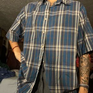 Windsor Men's Navy Plaid Casual Shirt